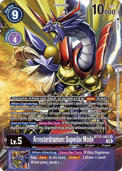 Arresterdramon: Superior Mode [BT12-083] (Alternate Art) [Across Time] - Destination Retro