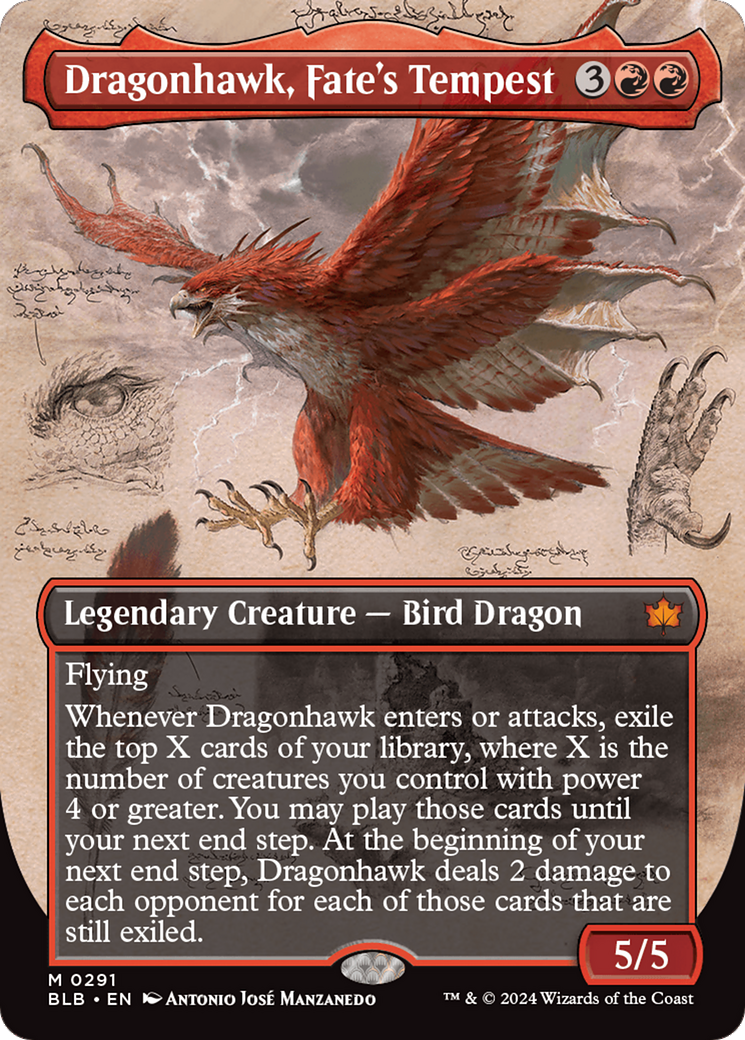Dragonhawk, Fate's Tempest (Borderless) [Bloomburrow] - Destination Retro