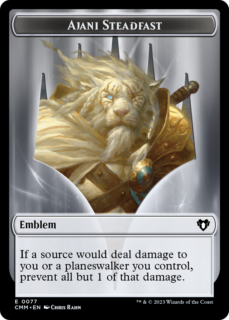 Ajani Steadfast Emblem // Wizard Double-Sided Token [Commander Masters Tokens] - Destination Retro