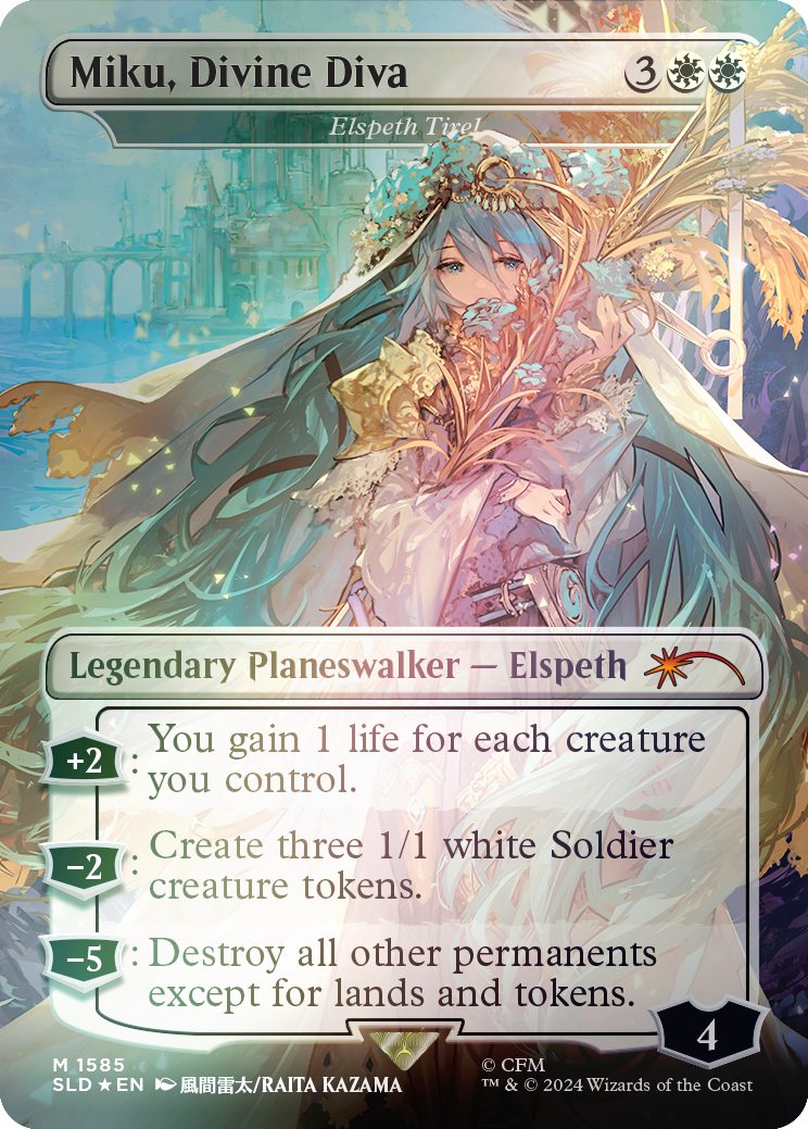 Miku, Divine Diva - Elspeth Tirel (Rainbow Foil) [Secret Lair Drop Series] - Destination Retro