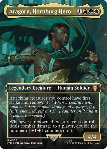Aragorn, Hornburg Hero (Borderless) (Surge Foil) [The Lord of the Rings: Tales of Middle-Earth Commander] - Destination Retro