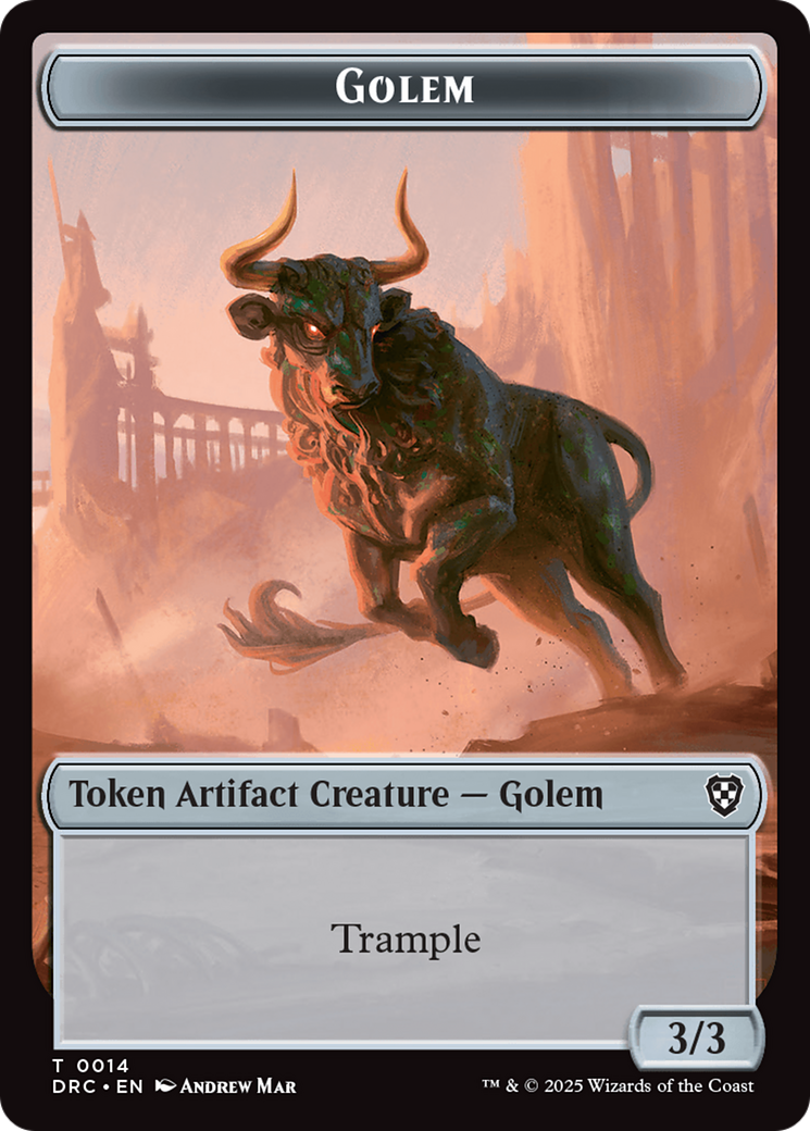 Golem (0014) // Thopter (0010) Double-Sided Token [Aetherdrift Tokens] - Destination Retro