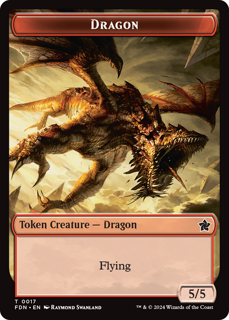Dragon (0016) // Dragon (0017) Doubled-Sided Token [Foundations Tokens] - Destination Retro