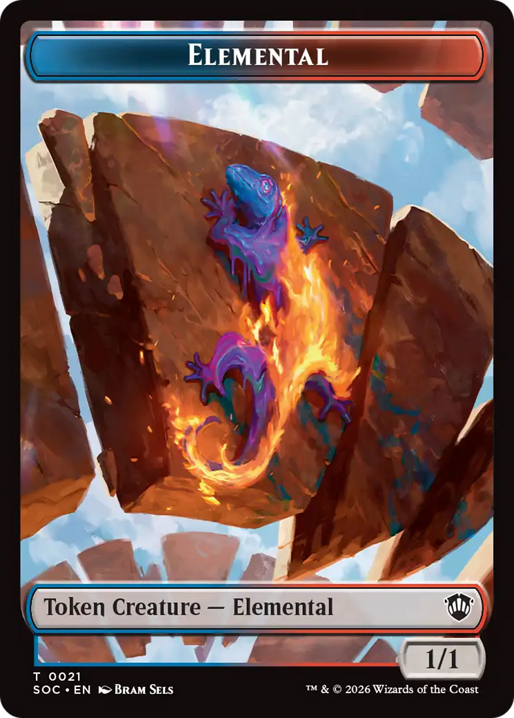 Elemental (0021) // Phyrexian Myr Double-Sided Token [Secrets of Strixhaven Commander Tokens] - Destination Retro
