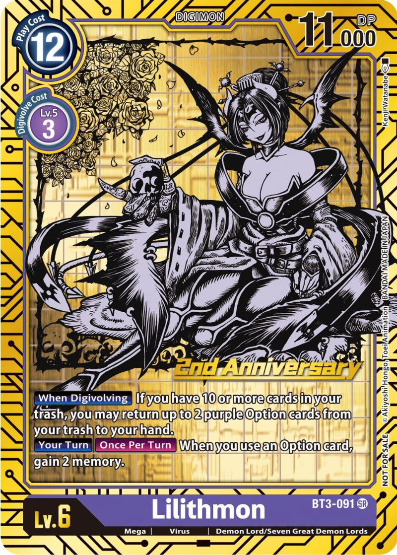 Lilithmon [BT3-091] (2nd Anniversary Card Set) [Release Special Booster Promos] - Destination Retro