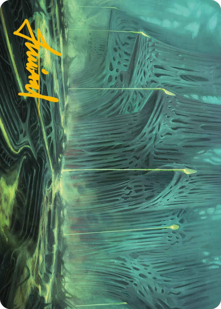 Swamp Art Card (Gold-Stamped Signature) [Phyrexia: All Will Be One Art Series] - Destination Retro