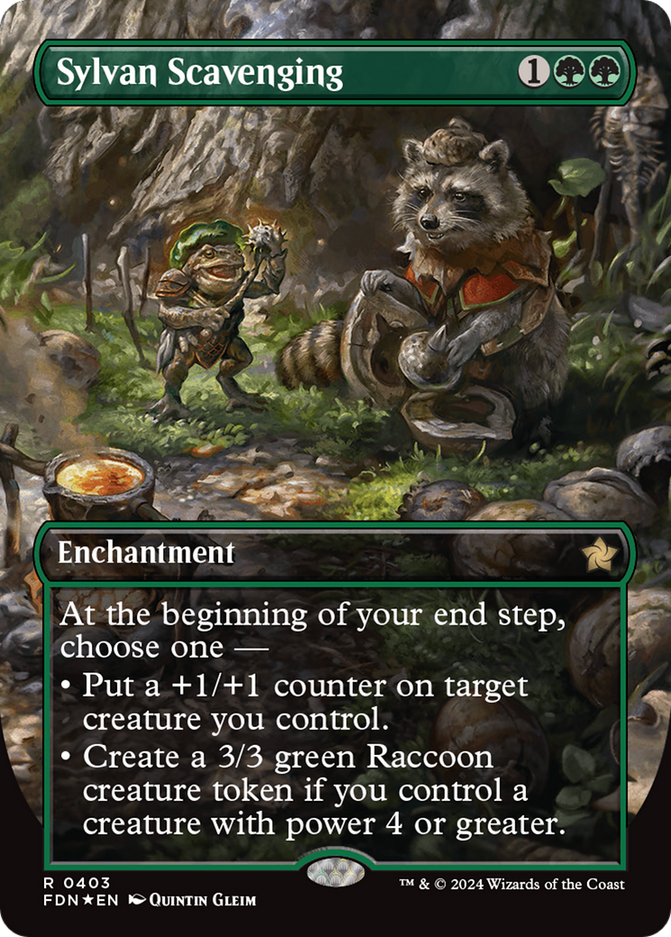 Sylvan Scavenging (Borderless) (Mana Foil) [Foundations] - Destination Retro