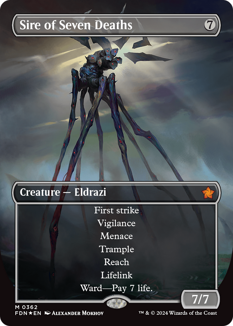 Sire of Seven Deaths (Borderless) (Mana Foil) [Foundations] - Destination Retro