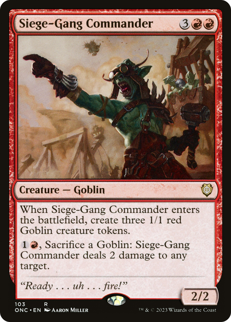 Siege-Gang Commander [Phyrexia: All Will Be One Commander] - Destination Retro