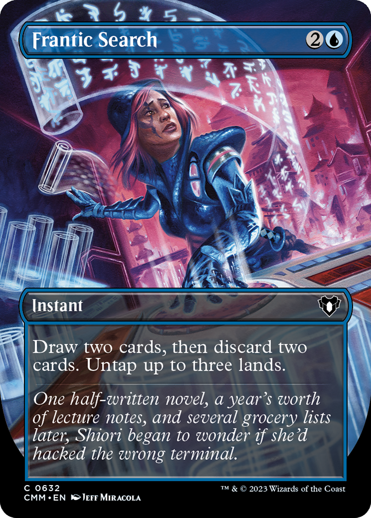 Frantic Search (Borderless Alternate Art) [Commander Masters] - Destination Retro