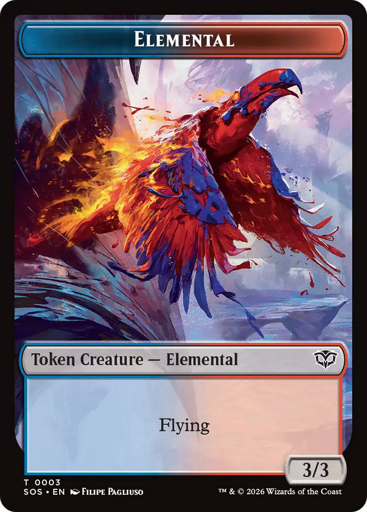 Elemental (0003) // Treasure Double-Sided Token [Secrets of Strixhaven Tokens] - Destination Retro
