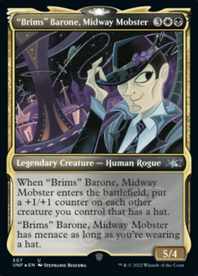 "Brims" Barone, Midway Mobster (Showcase) (Galaxy Foil) [Unfinity] - Destination Retro