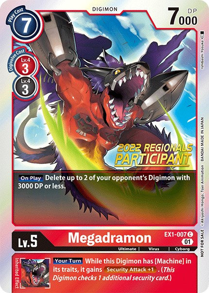Megadramon [EX1-007] (2022 Championship Online Regional) (Online Participant) [Classic Collection Promos] - Destination Retro
