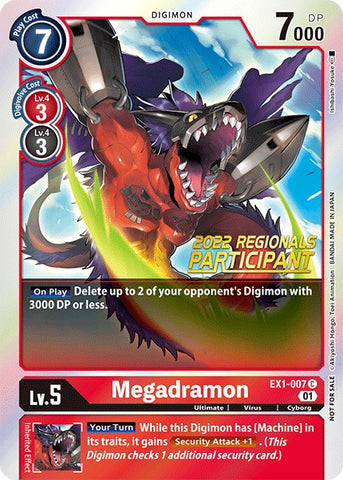 Megadramon [EX1-007] (2022 Championship Online Regional) (Online Participant) [Classic Collection Promos] - Destination Retro