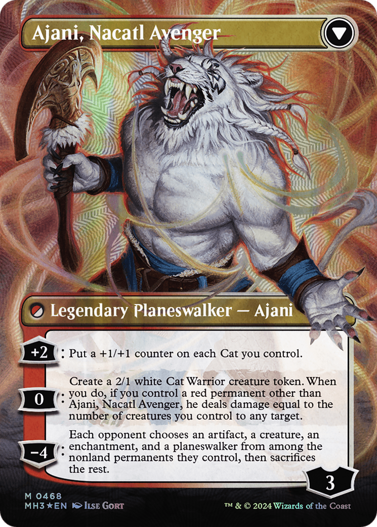 Ajani, Nacatl Pariah // Ajani, Nacatl Avenger (Borderless) (Textured Foil) [Modern Horizons 3] - Destination Retro