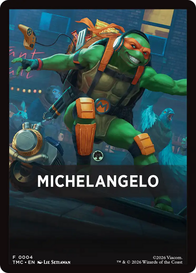 Michelangelo Theme Card [Teenage Mutant Ninja Turtles Commander Tokens] - Destination Retro