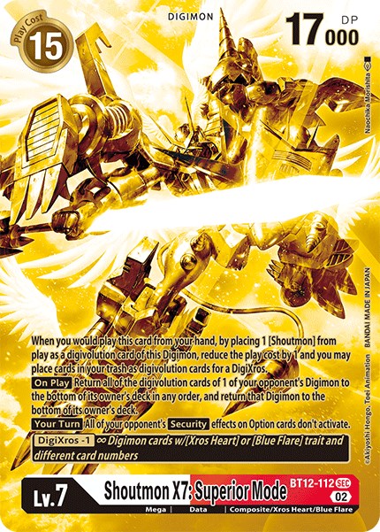 Shoutmon X7: Superior Mode [BT12-112] (Alternate Art - Gold) [Across Time] - Destination Retro