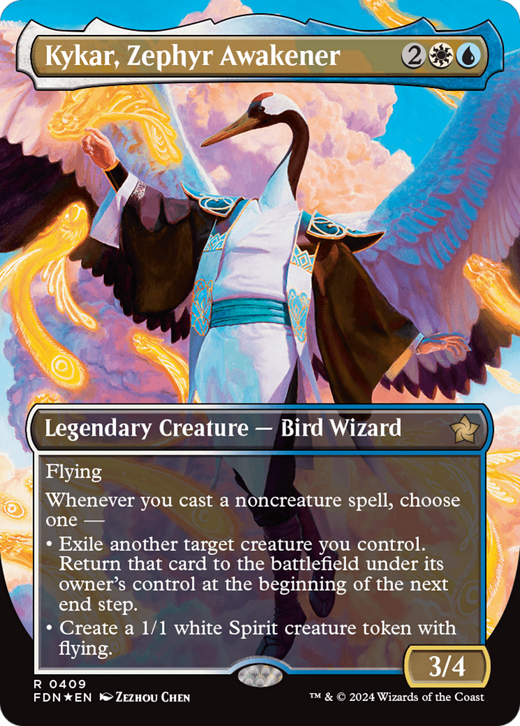 Kykar, Zephyr Awakener (Borderless) (Mana Foil) [Foundations] - Destination Retro