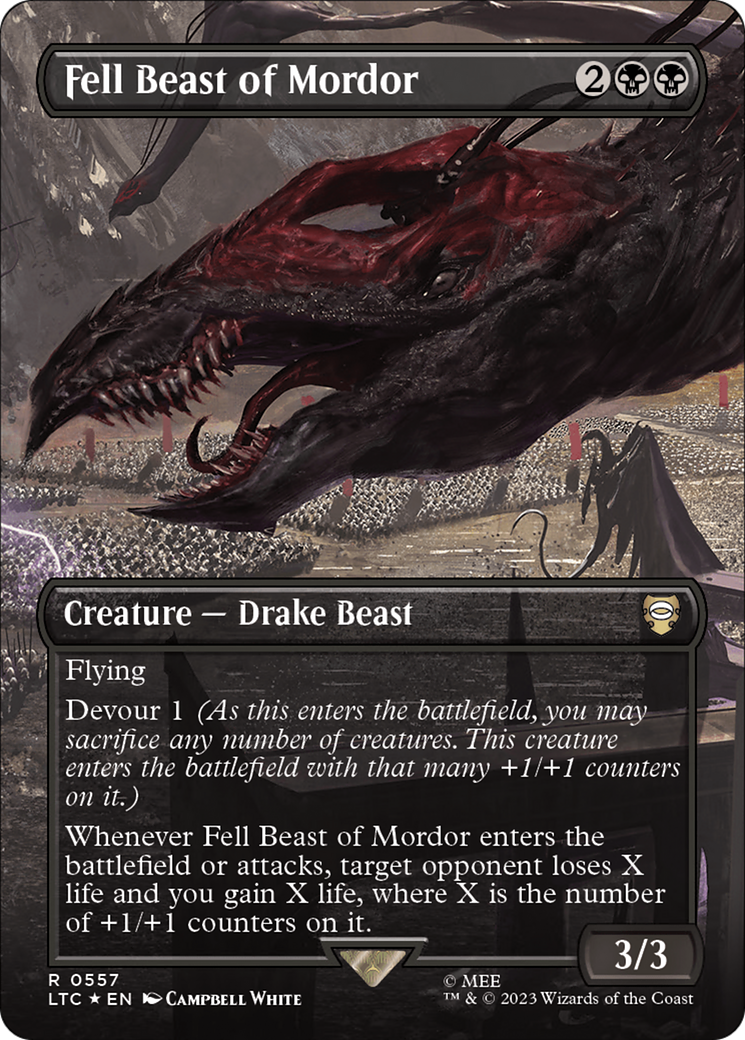 Fell Beast of Mordor (Borderless) (Surge Foil) [The Lord of the Rings: Tales of Middle-Earth Commander] - Destination Retro