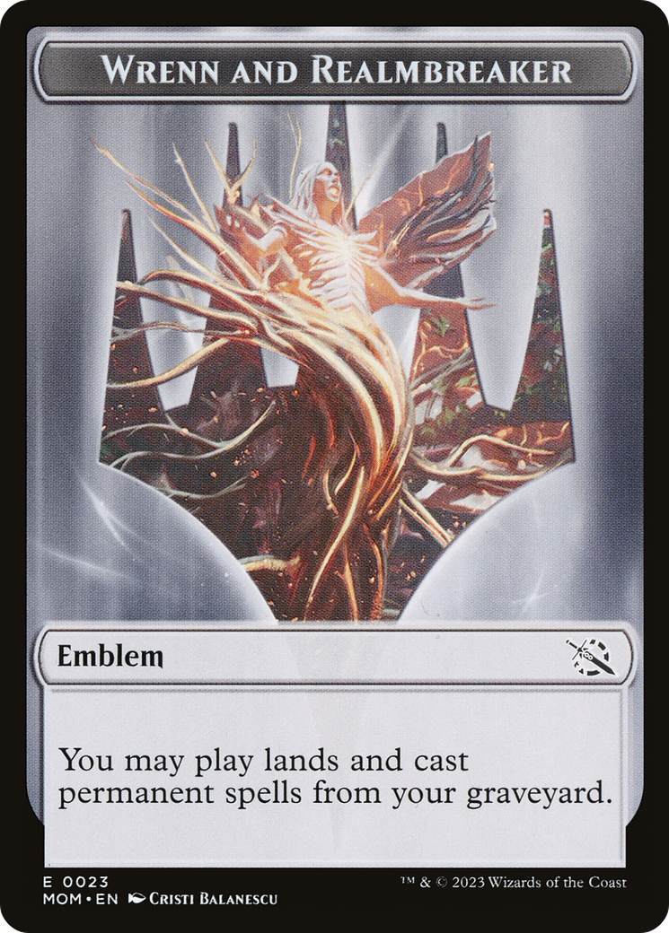 Treasure (21) // Wrenn and Realmbreaker Emblem Double-Sided Token [March of the Machine Tokens] - Destination Retro