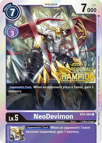 NeoDevimon [BT4-084] (2022 Championship Online Regional) (Online Champion) [Great Legend Promos] - Destination Retro