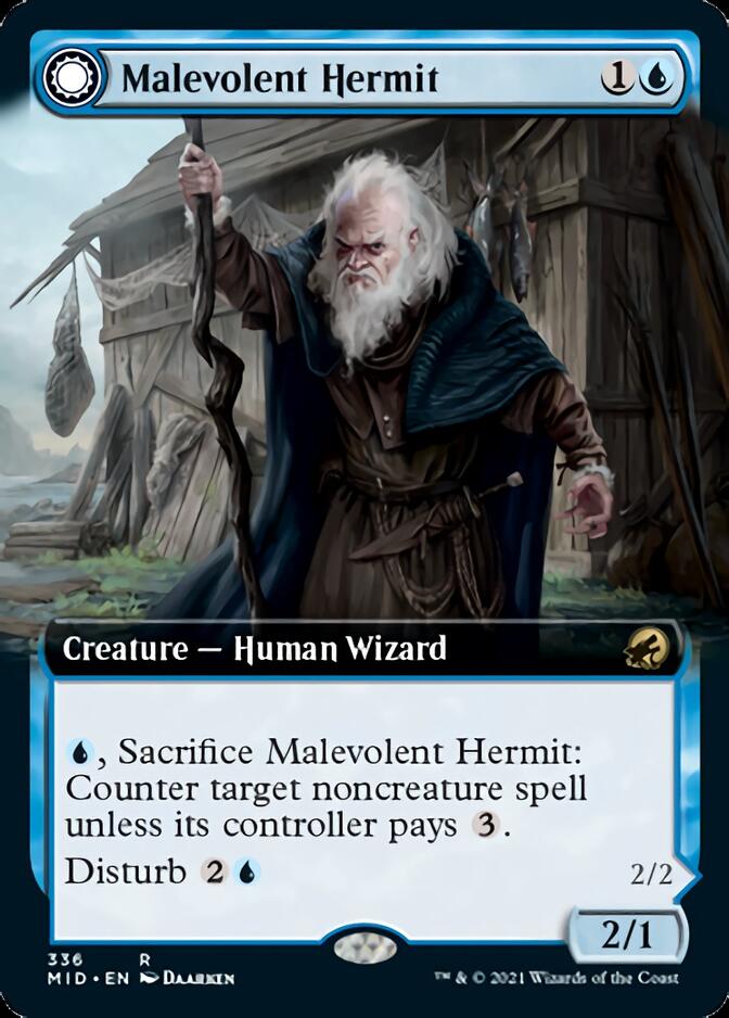 Malevolent Hermit // Benevolent Geist (Extended Art) [Innistrad: Midnight Hunt] - Destination Retro