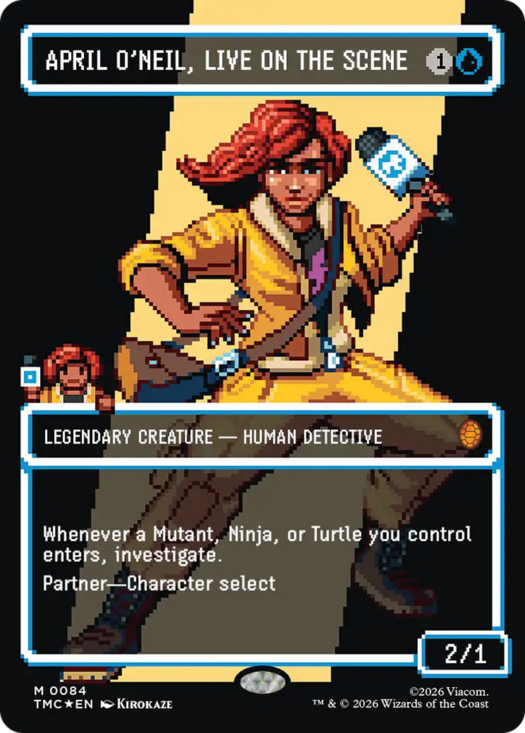 April O'Neil, Live on the Scene (Borderless) (Surge Foil) [Teenage Mutant Ninja Turtles Commander] - Destination Retro