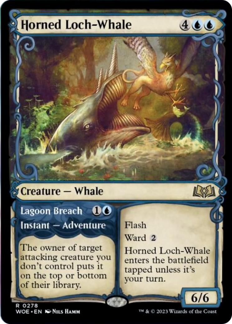 Horned Loch-Whale // Lagoon Breach (Showcase) [Wilds of Eldraine] - Destination Retro