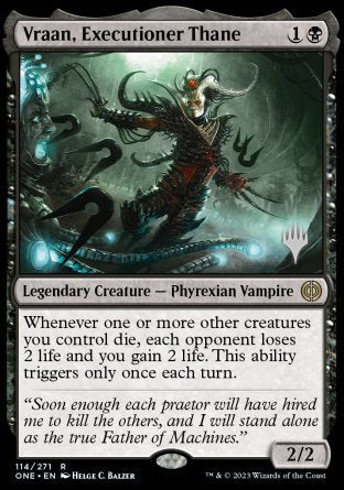 Vraan, Executioner Thane (Promo Pack) [Phyrexia: All Will Be One Promos] - Destination Retro