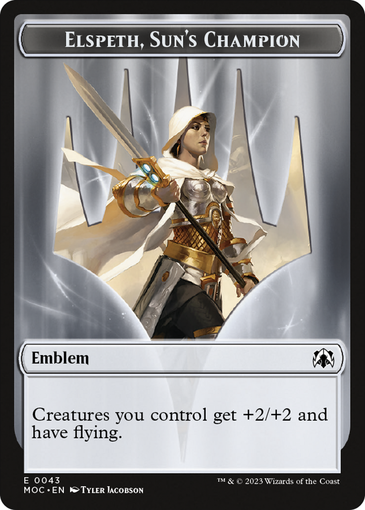 Warrior // Elspeth, Sun's Champion Emblem Double-Sided Token [March of the Machine Commander Tokens] - Destination Retro