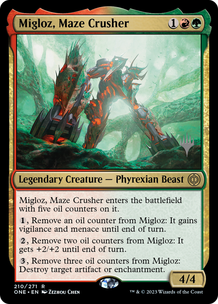 Migloz, Maze Crusher (Promo Pack) [Phyrexia: All Will Be One Promos] - Destination Retro
