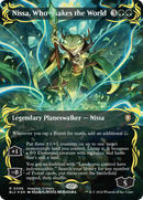 Nissa, Who Shakes the World (Borderless) (Raised Foil) [Bloomburrow Commander] - Destination Retro
