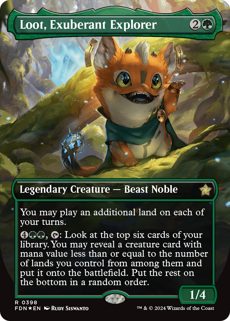 Loot, Exuberant Explorer (Borderless) (Mana Foil) [Foundations] - Destination Retro