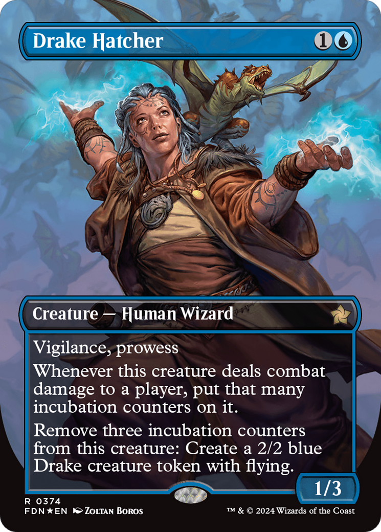Drake Hatcher (Borderless) (Mana Foil) [Foundations] - Destination Retro