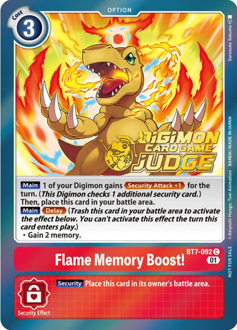 Flame Memory Boost! [BT7-092] (Judge Pack 3) [Next Adventure Promos] - Destination Retro