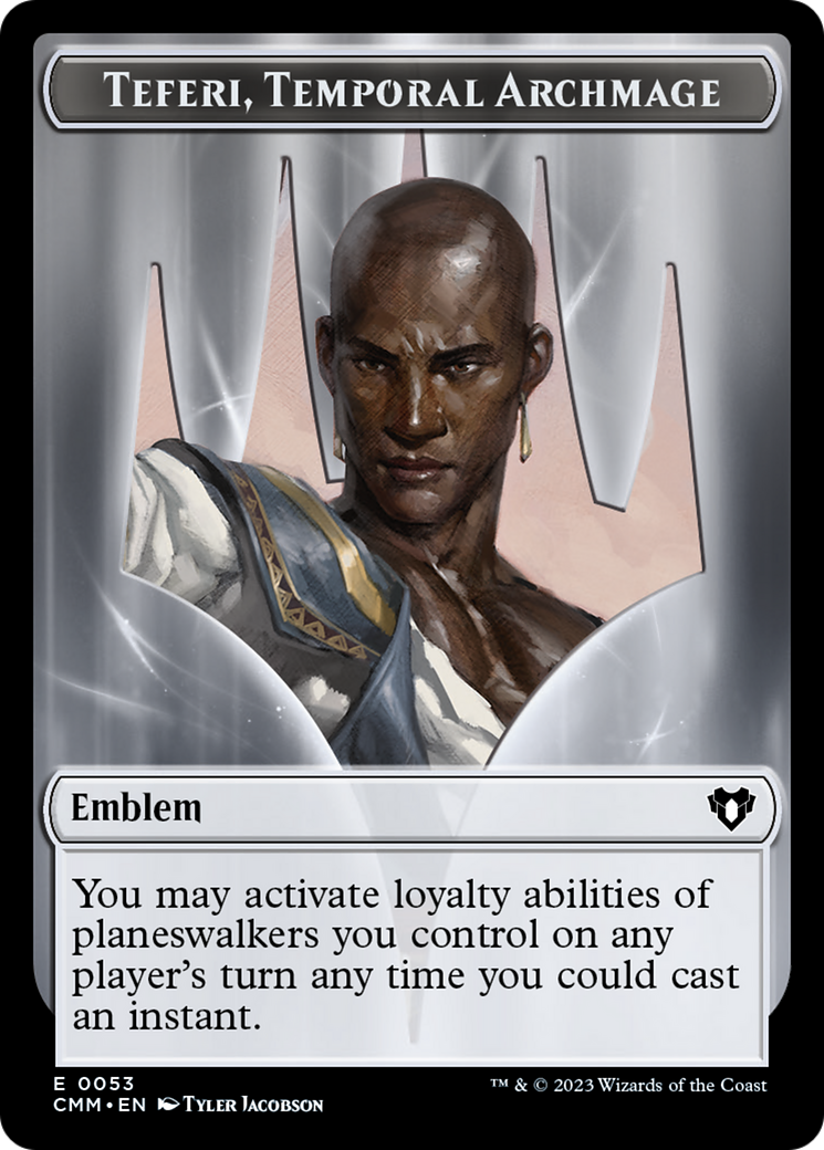 Clue // Emblem - Teferi, Temporal Archmage Double-Sided Token [Commander Masters Tokens] - Destination Retro