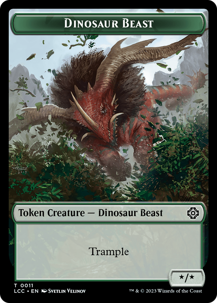 Dinosaur Beast // Dinosaur Double-Sided Token [The Lost Caverns of Ixalan Commander Tokens] - Destination Retro