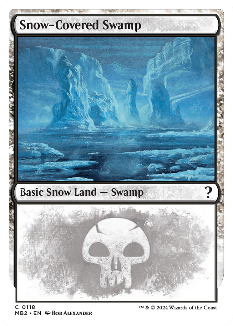 Snow-Covered Swamp (White Border) [Mystery Booster 2] - Destination Retro