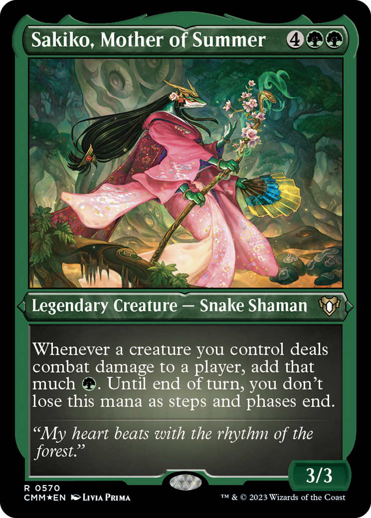 Sakiko, Mother of Summer (Foil Etched) [Commander Masters] - Destination Retro