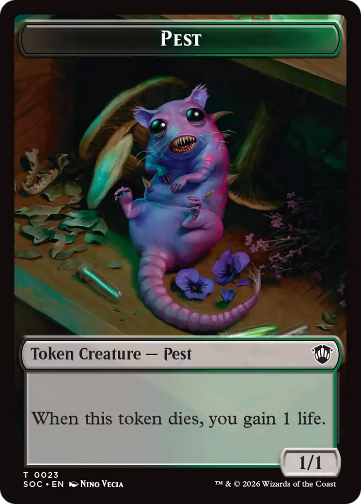 Saproling // Pest (0023) Double-Sided Token [Secrets of Strixhaven Commander Tokens] - Destination Retro