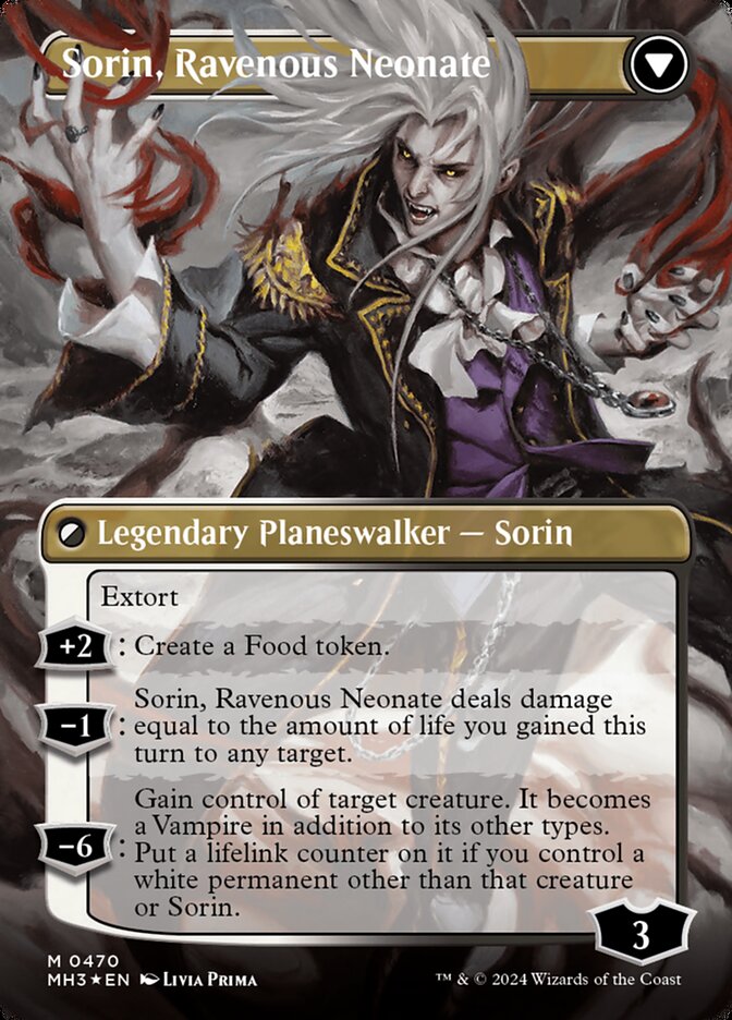 Sorin of House Markov // Sorin, Ravenous Neonate (Borderless) (Textured Foil) [Modern Horizons 3] - Destination Retro