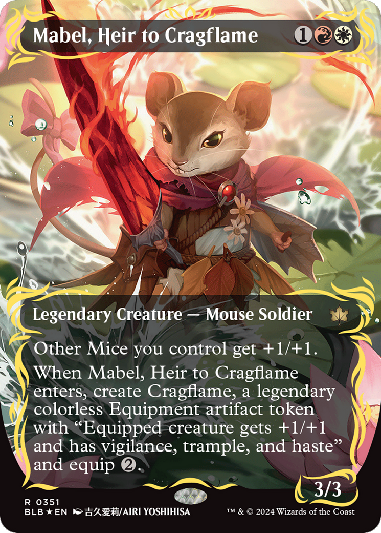 Mabel, Heir to Cragflame (Borderless) (Raised Foil) [Bloomburrow] - Destination Retro