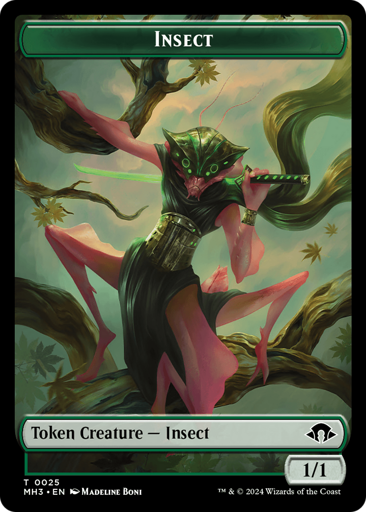Beast (0015) (Ripple Foil) // Insect (0025) Double-Sided Token [Modern Horizons 3 Commander Tokens] - Destination Retro