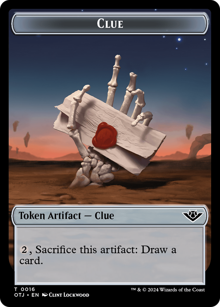 Mercenary // Clue Double-Sided Token [Outlaws of Thunder Junction Tokens] - Destination Retro