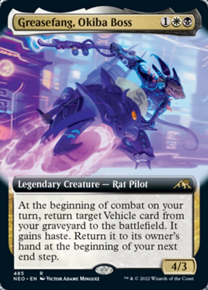 Greasefang, Okiba Boss (Extended Art) [Kamigawa: Neon Dynasty] - Destination Retro