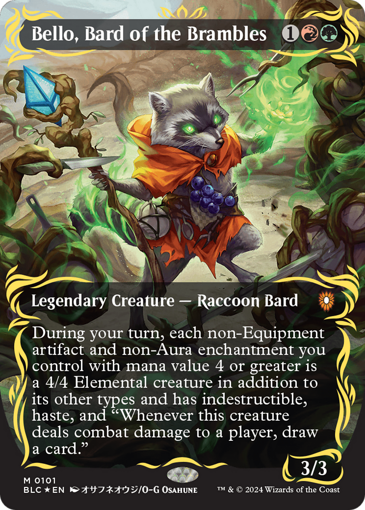 Bello, Bard of the Brambles (Borderless) (Raised Foil) [Bloomburrow Commander] - Destination Retro