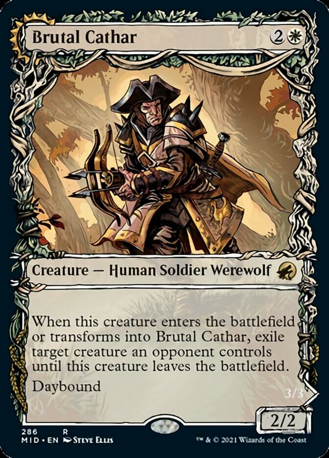 Brutal Cathar // Moonrage Brute (Showcase Equinox) [Innistrad: Midnight Hunt] - Destination Retro