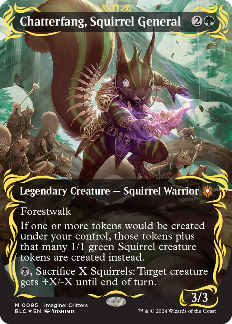 Chatterfang, Squirrel General (Borderless) (Raised Foil) [Bloomburrow Commander] - Destination Retro
