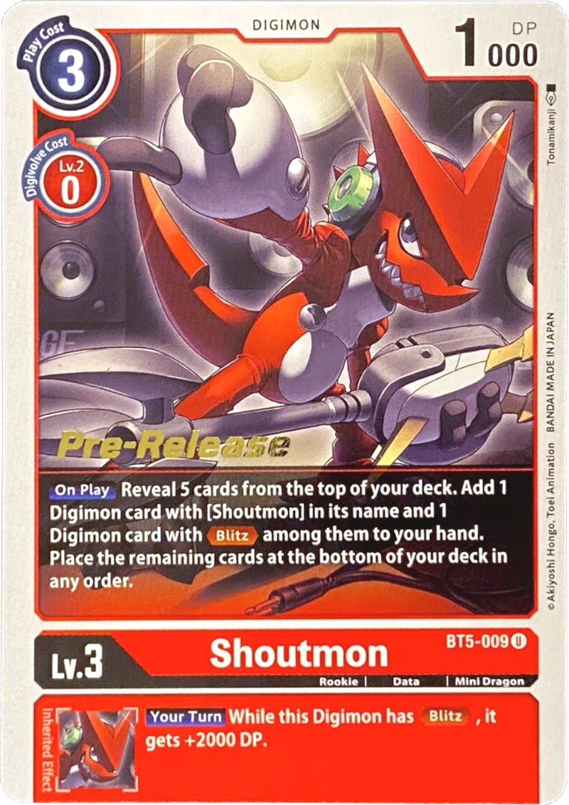 Shoutmon [BT5-009] [Battle of Omni Pre-Release Promos] - Destination Retro