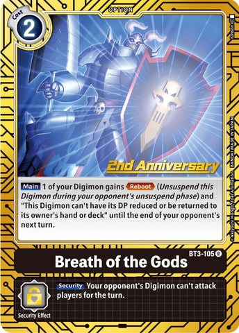 Breath of the Gods [BT3-105] (2nd Anniversary Card Set) [Release Special Booster Promos] - Destination Retro